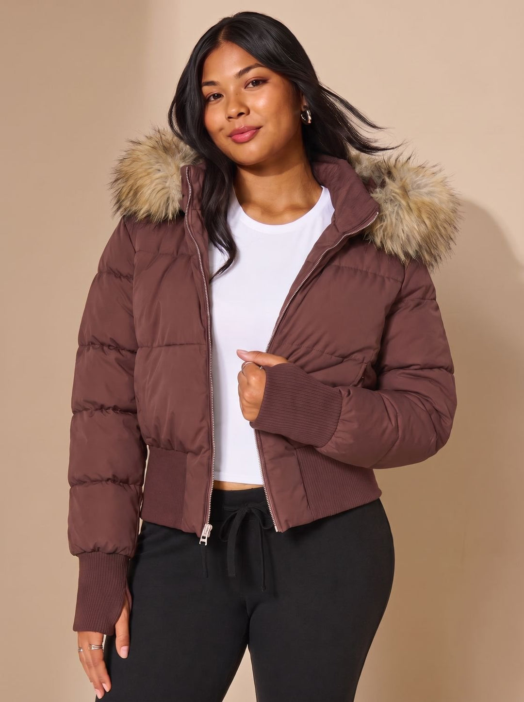 Michelle fitted cropped puffer jacket – image 3