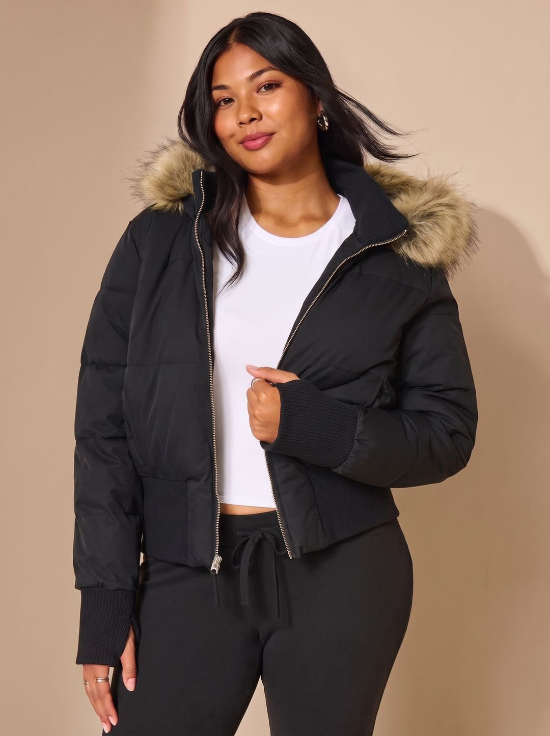 Michelle fitted cropped puffer jacket – image 2
