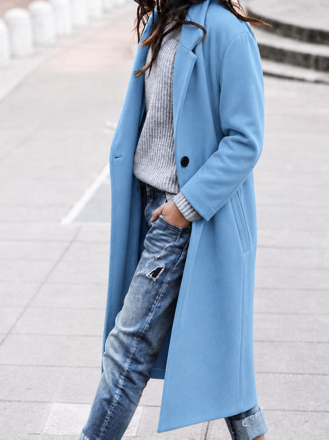 Sophie oversized longline wool look coat – image 5