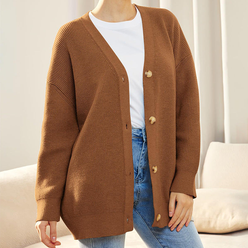 Brooklyn ribbed V neck button cardigan – image 6