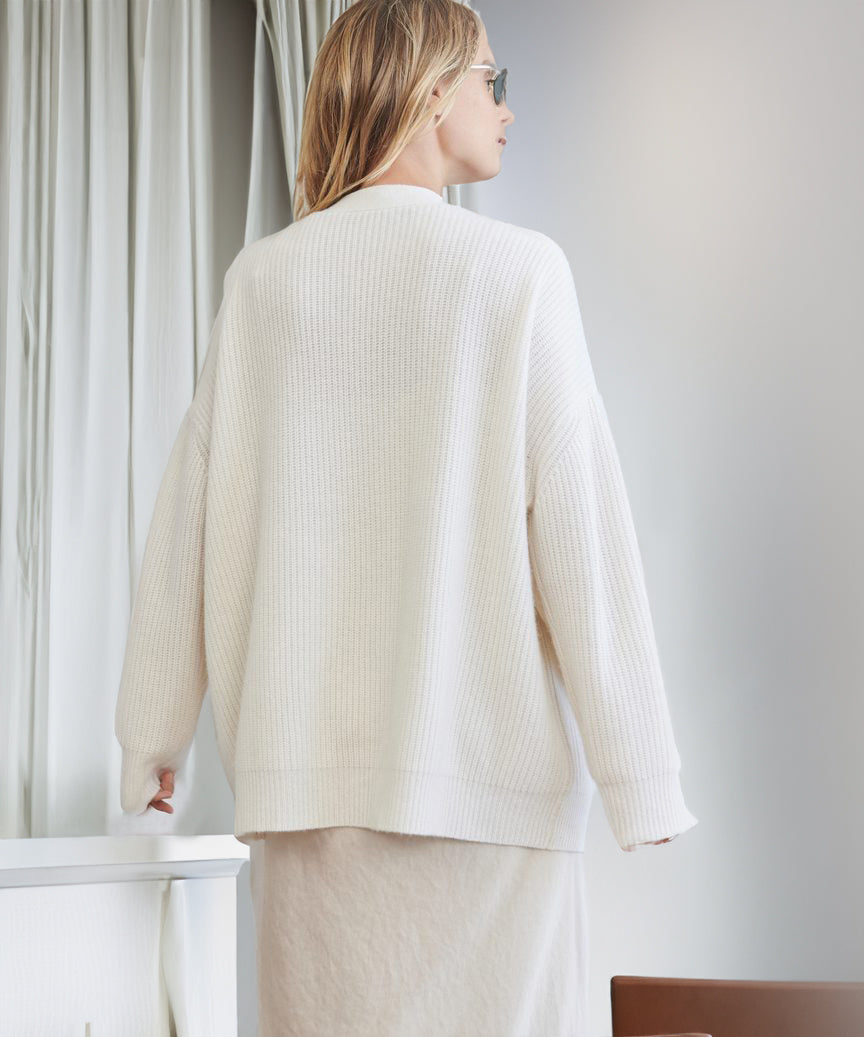 Brooklyn ribbed V neck button cardigan – image 8