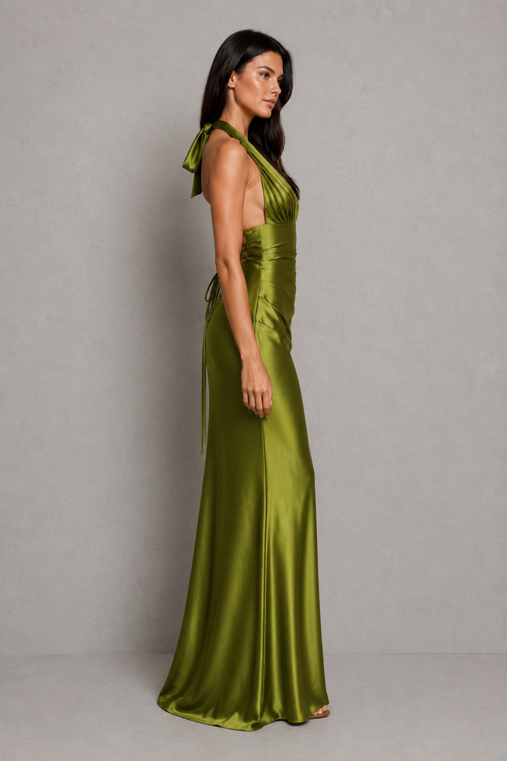 Astrid satin halter corset maxi dress – image 2