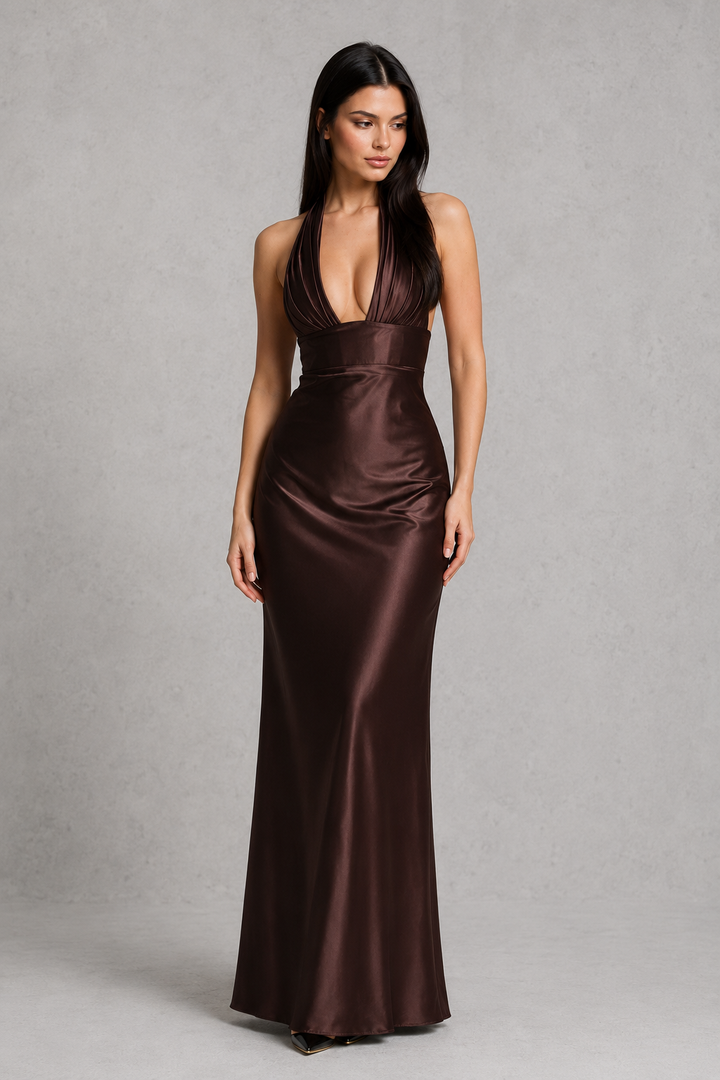 Astrid satin halter corset maxi dress – image 6
