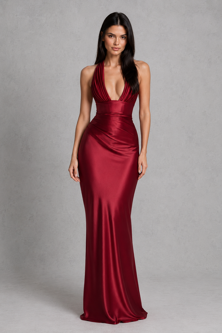 Astrid satin halter corset maxi dress – image 7