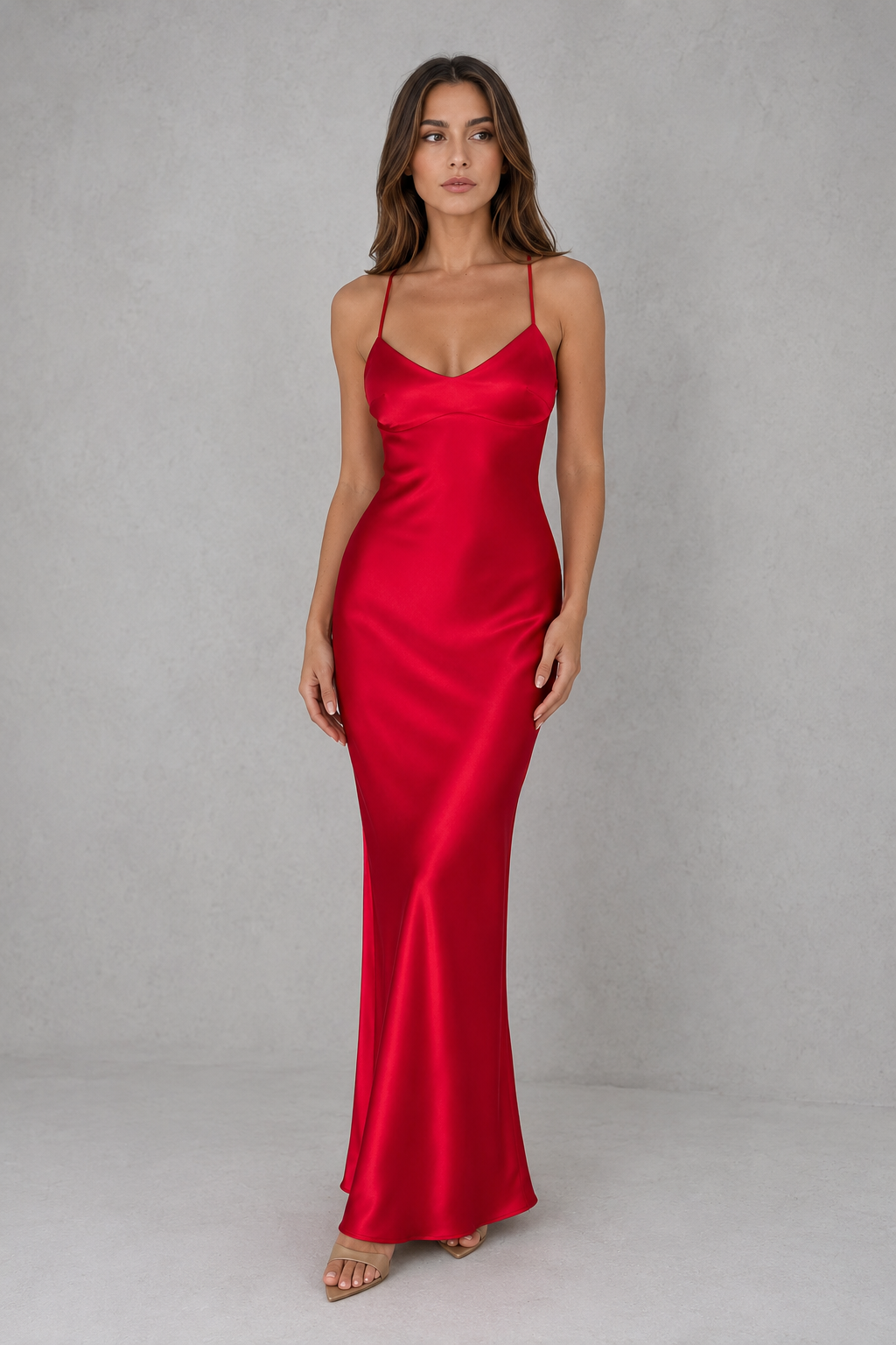 Zelda bias cut satin maxi dress with open back – image 8