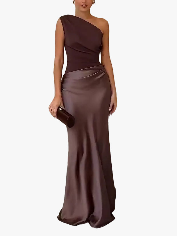 Elizabeth one shoulder satin maxi dress