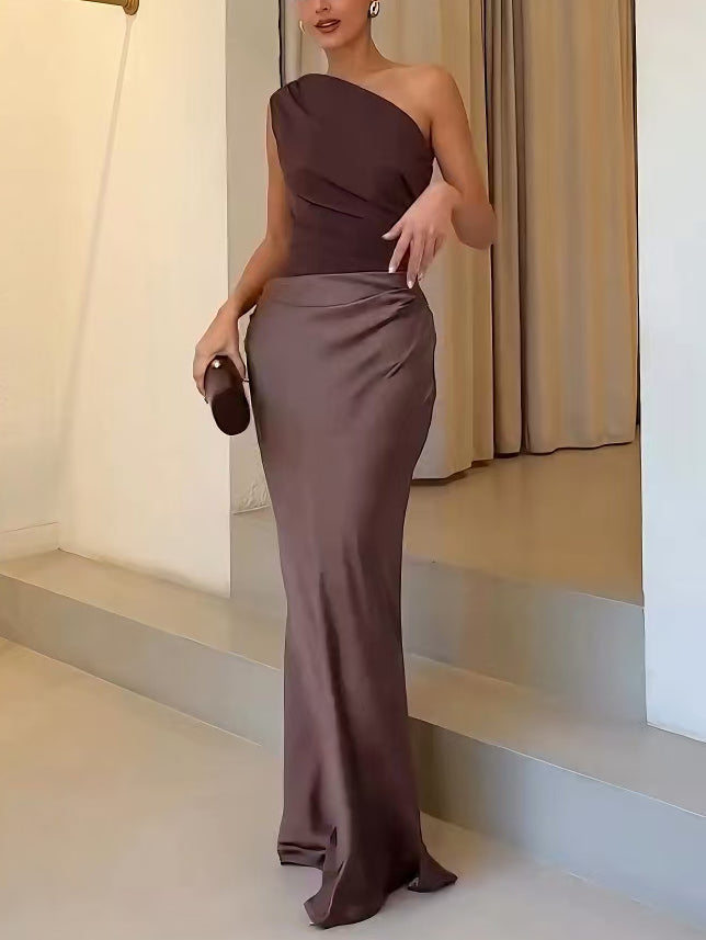 Elizabeth one shoulder satin maxi dress – image 3