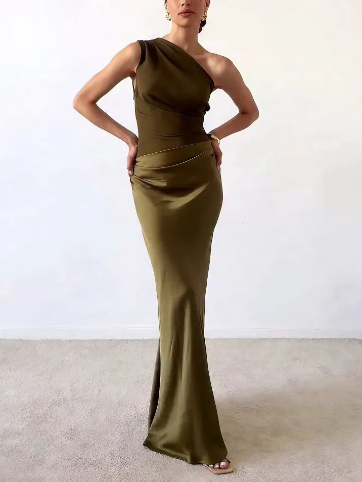 Elizabeth one shoulder satin maxi dress – image 6