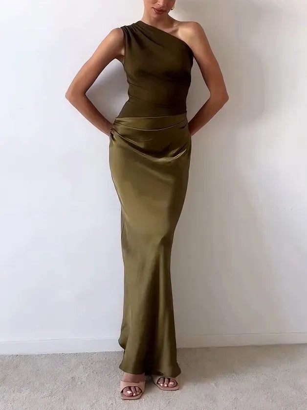 Elizabeth one shoulder satin maxi dress – image 7
