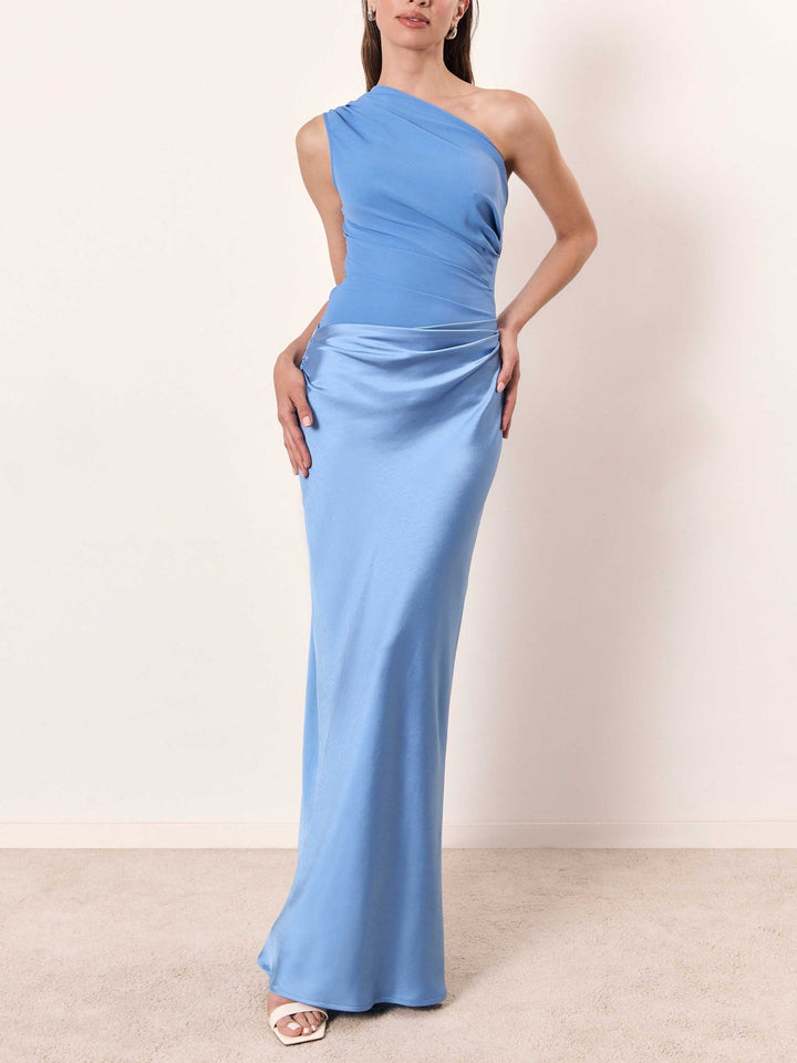 Elizabeth one shoulder satin maxi dress – image 8
