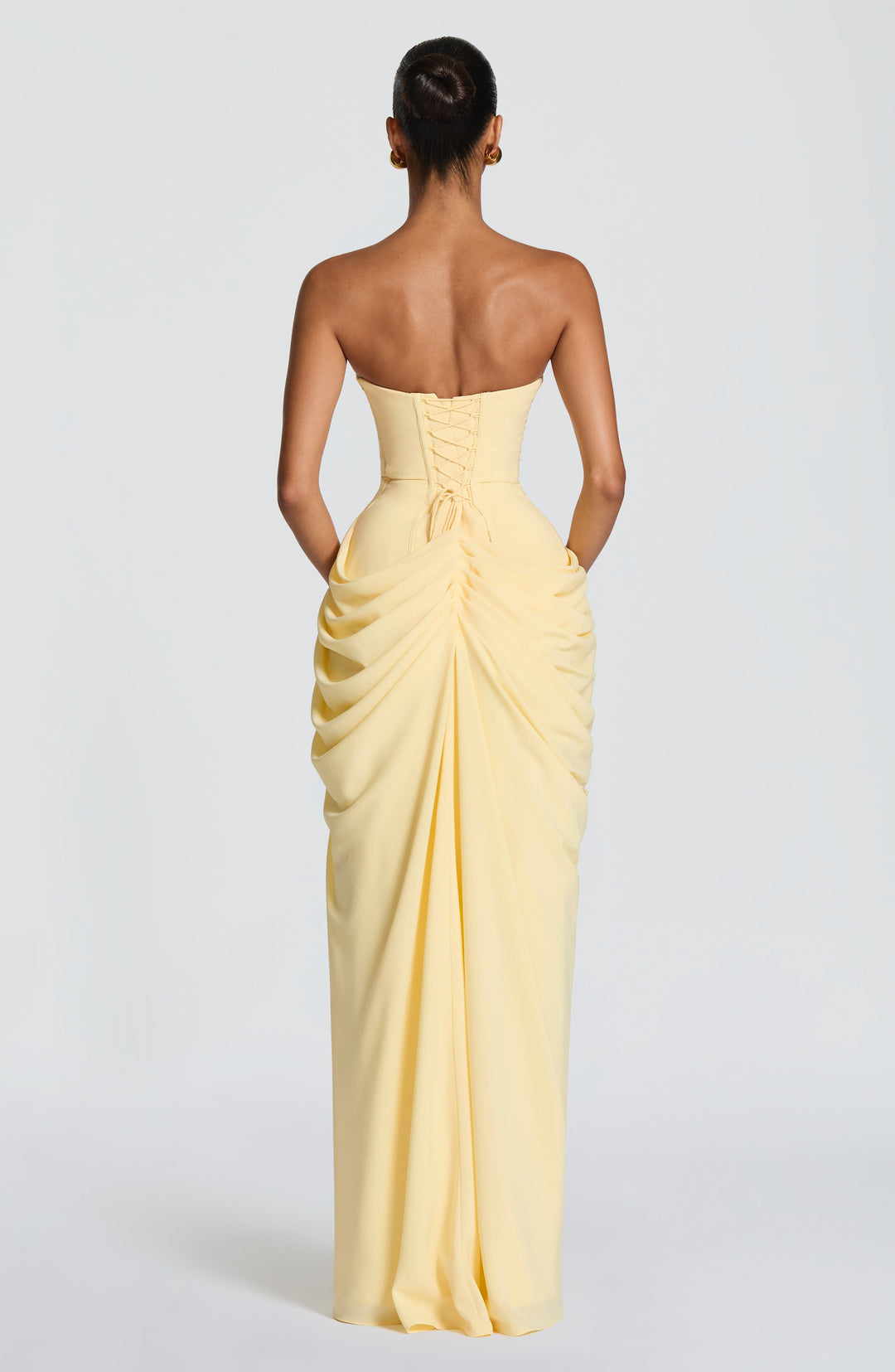 Lucia strapless corset maxi dress with split – image 2