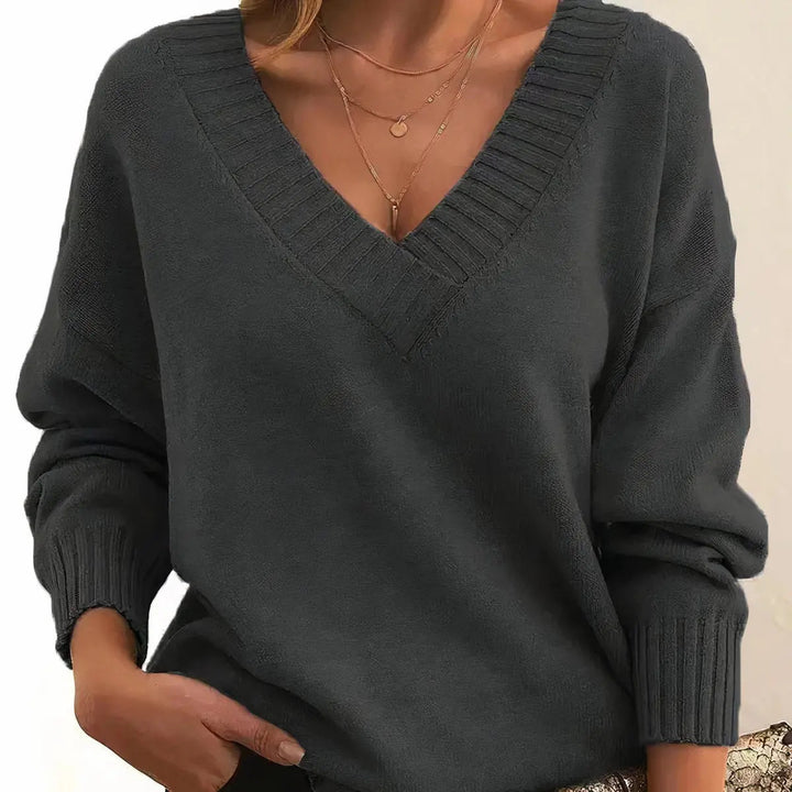 Lacey oversized V neck knit sweater – image 3