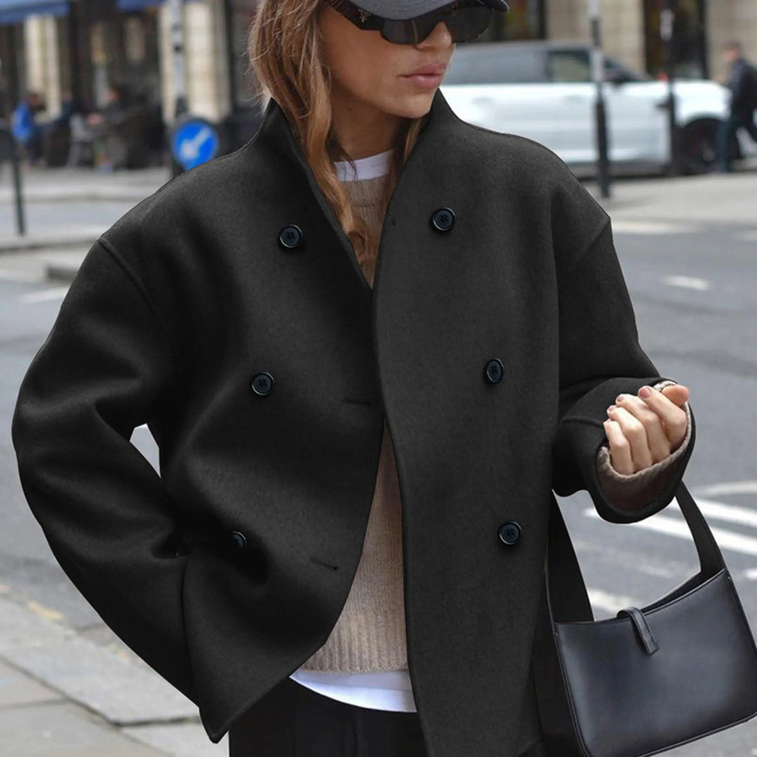 Beatrice double breasted high neck coat – image 11